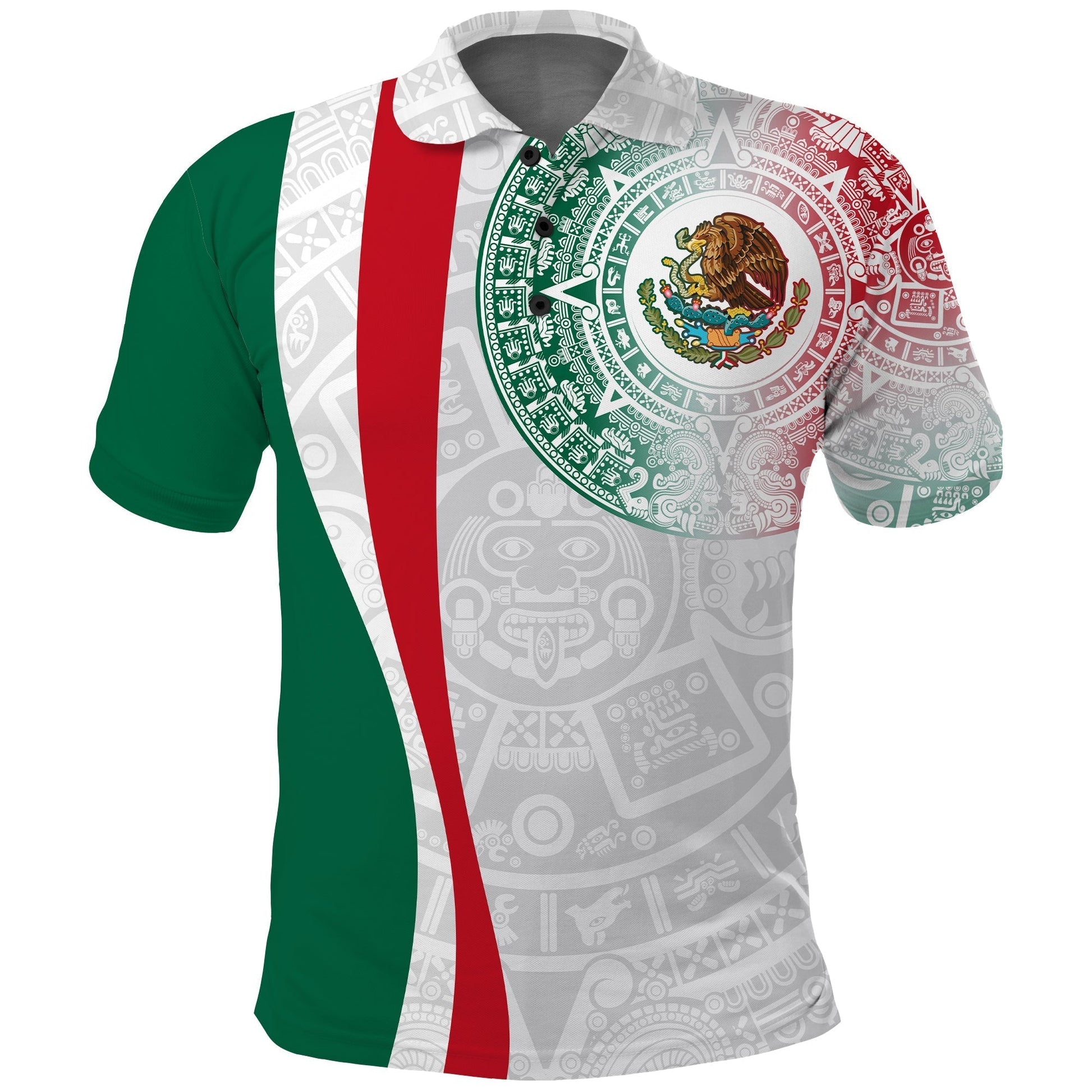 Custom Mexico Polo Shirt Mexican Eagles Aztec Pattern