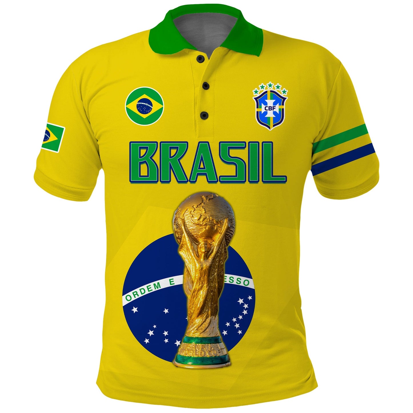 Brazil Football Polo Shirt Go Champions Selecao Campeao