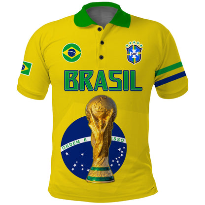 Brazil Football Polo Shirt Go Champions Selecao Campeao