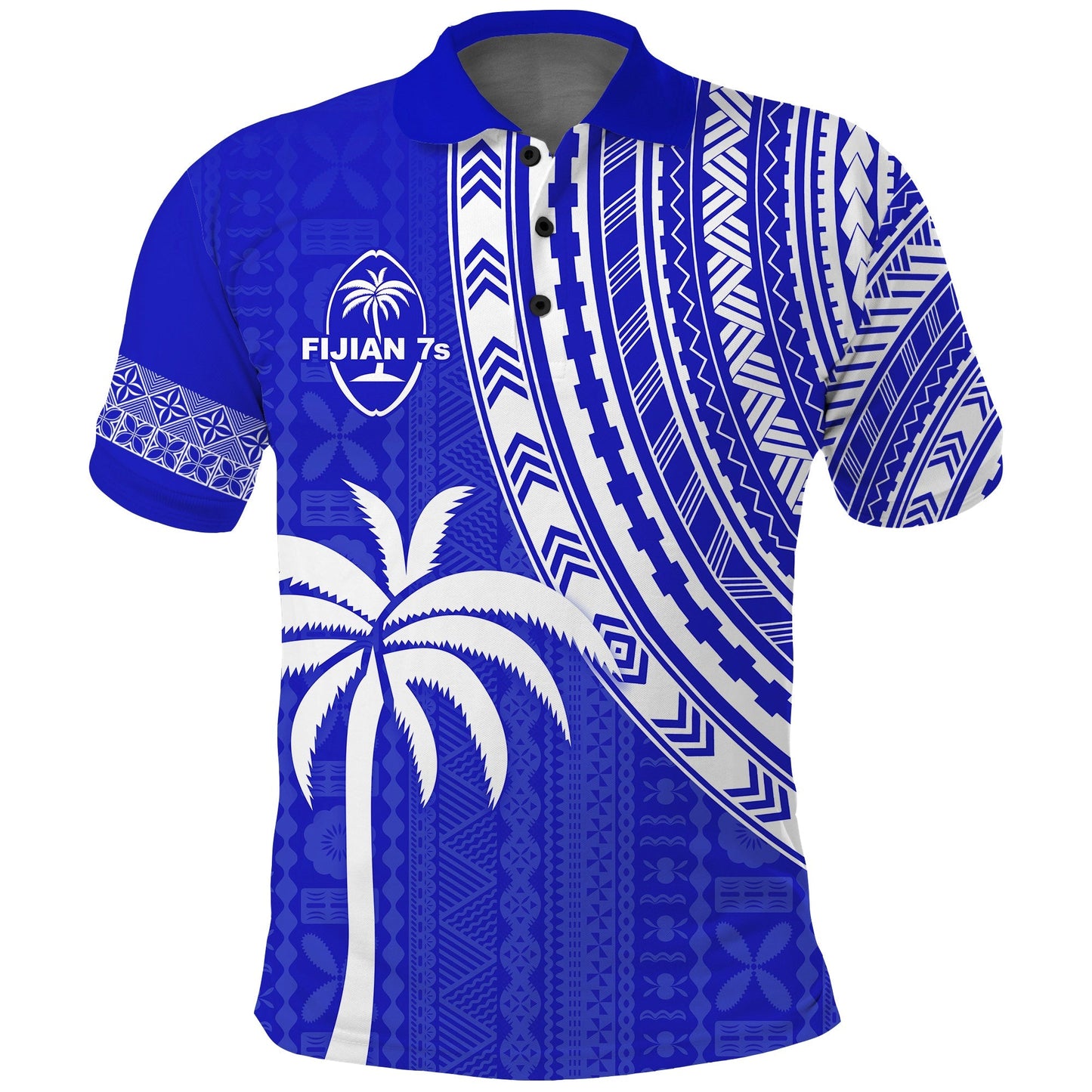 Fiji Rugby Sevens Polo Shirt Fijian 7s Tapa Polynesian Blue Ver.02