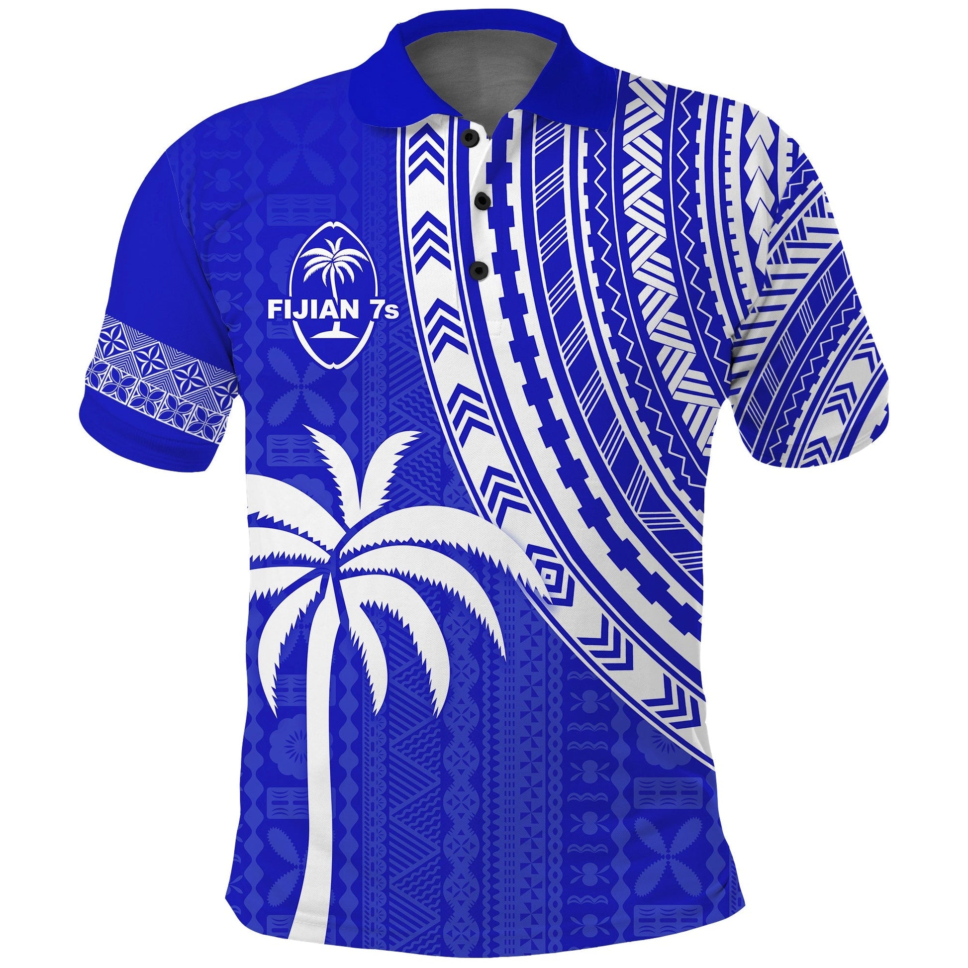 Fiji Rugby Sevens Polo Shirt Fijian 7s Tapa Polynesian Blue Ver.02