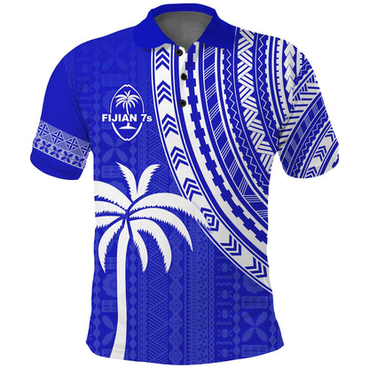 Fiji Rugby Sevens Polo Shirt Fijian 7s Tapa Polynesian Blue Ver.02