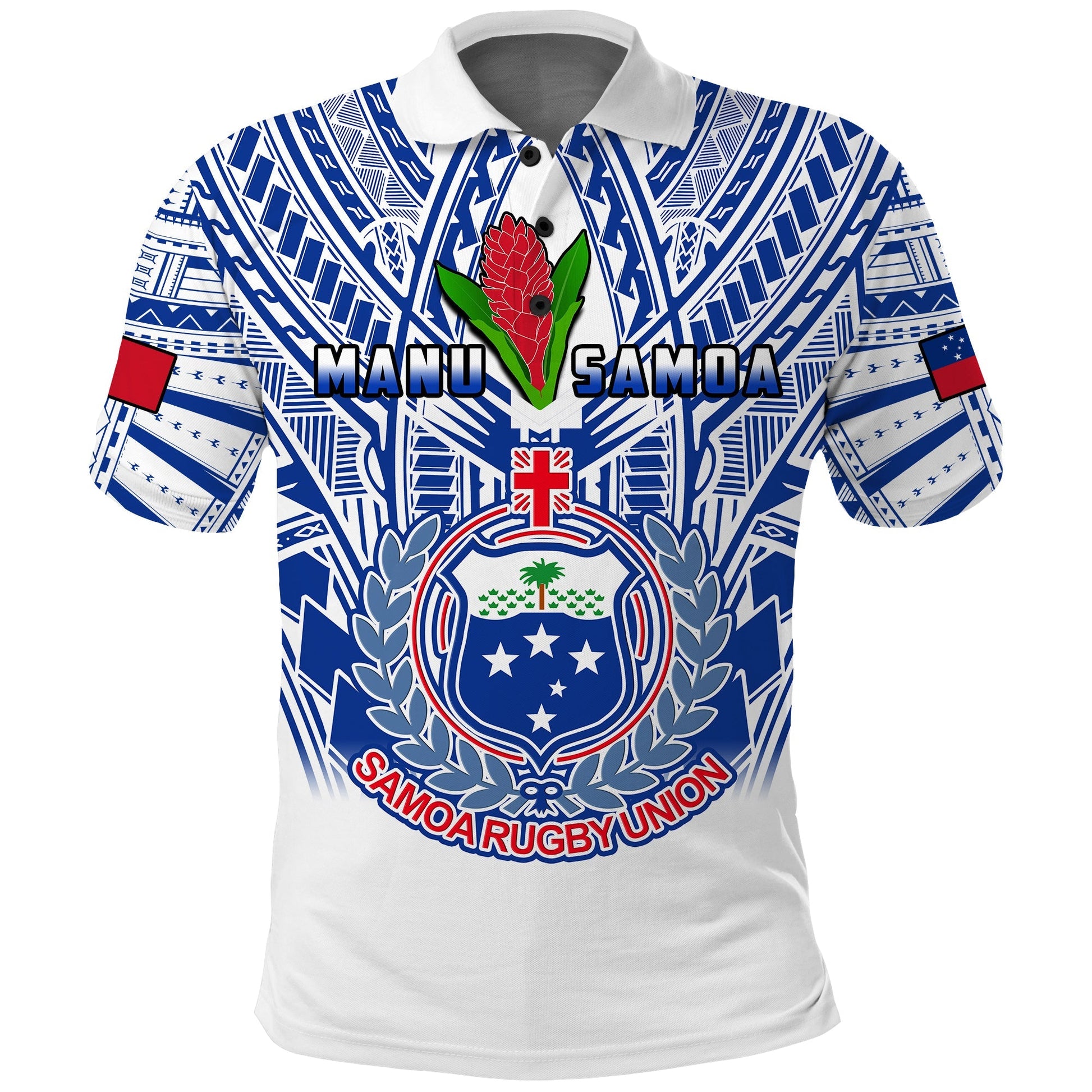 Samoa Rugby Polo Shirt Manu Samoa 7s Ginger White Polynesian
