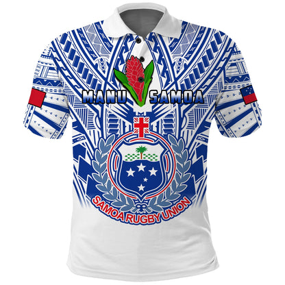 Samoa Rugby Polo Shirt Manu Samoa 7s Ginger White Polynesian
