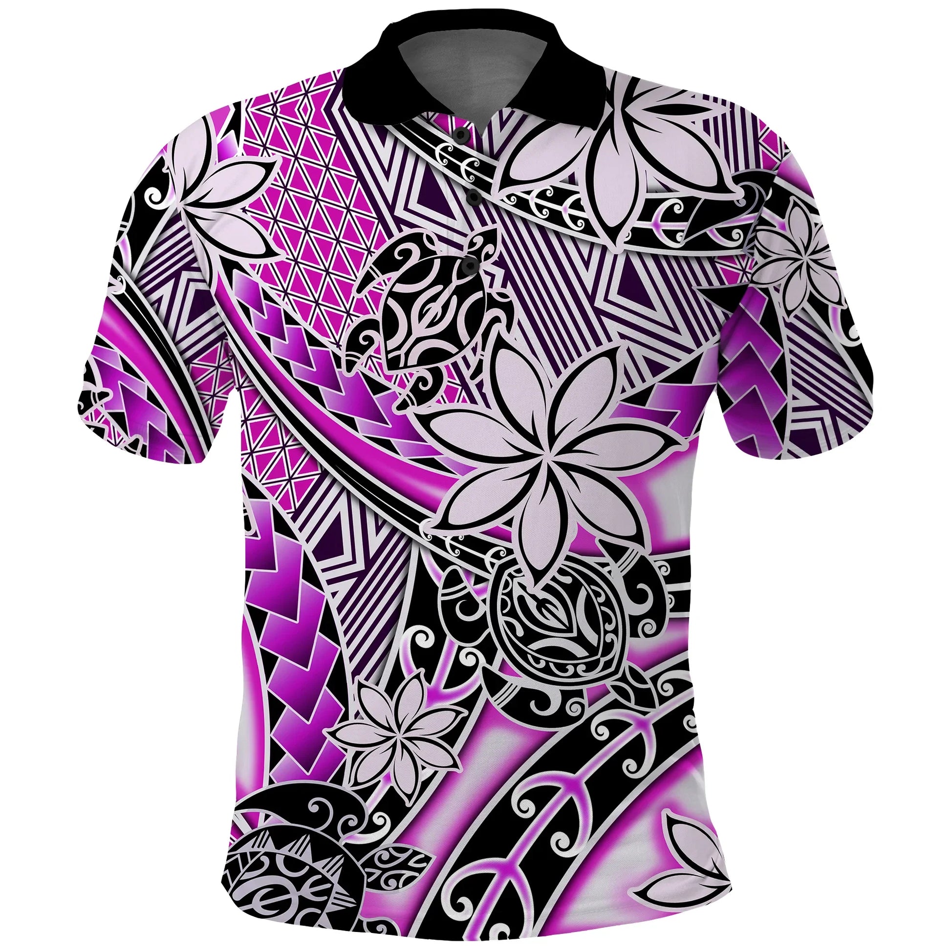 Hawaii Polo Shirt Tribal Plumeria With Polynesian Turtle Ver.02