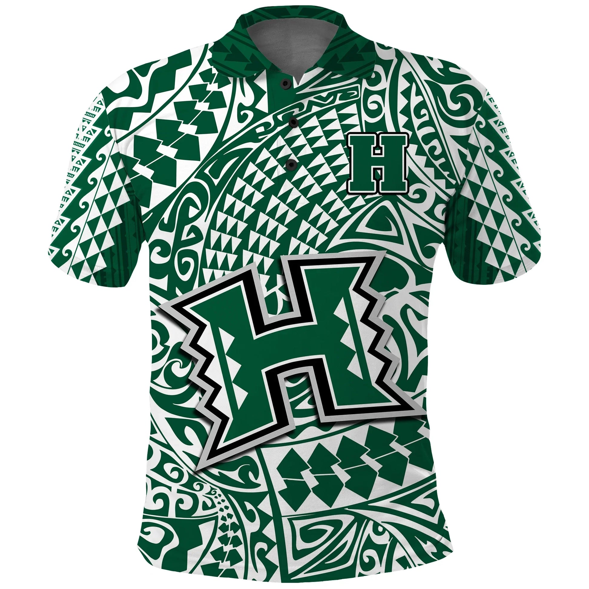 Hawaii Football Polo Shirt Rainbow Warriors Tribal Kakau
