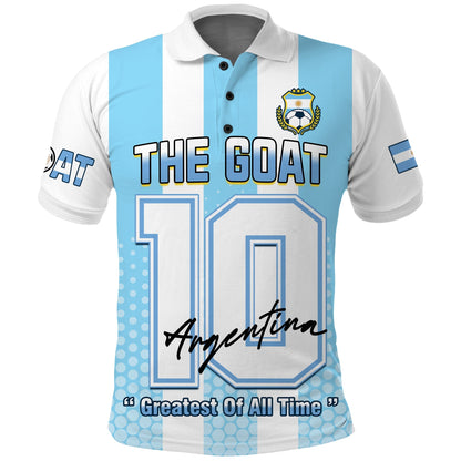 (Custom Text and Number) Argentina Football Polo Shirt Vamos La Albiceleste Soccer World Cup GOAT 2022
