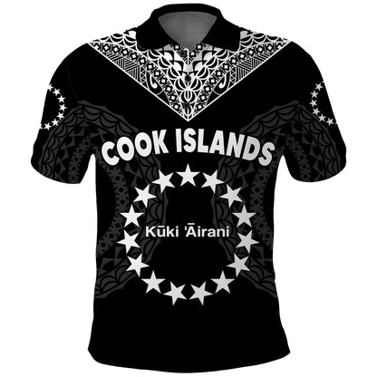 Custom Personalised Islands Polo Shirt Circle Pattern Mix Sea Turtle Black Version