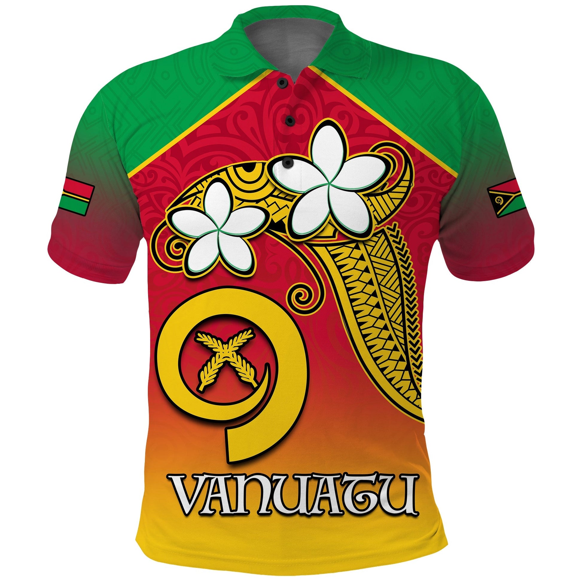 Vanuatu Novelty Polo Shirt Frangipani Tropical Spa Flower
