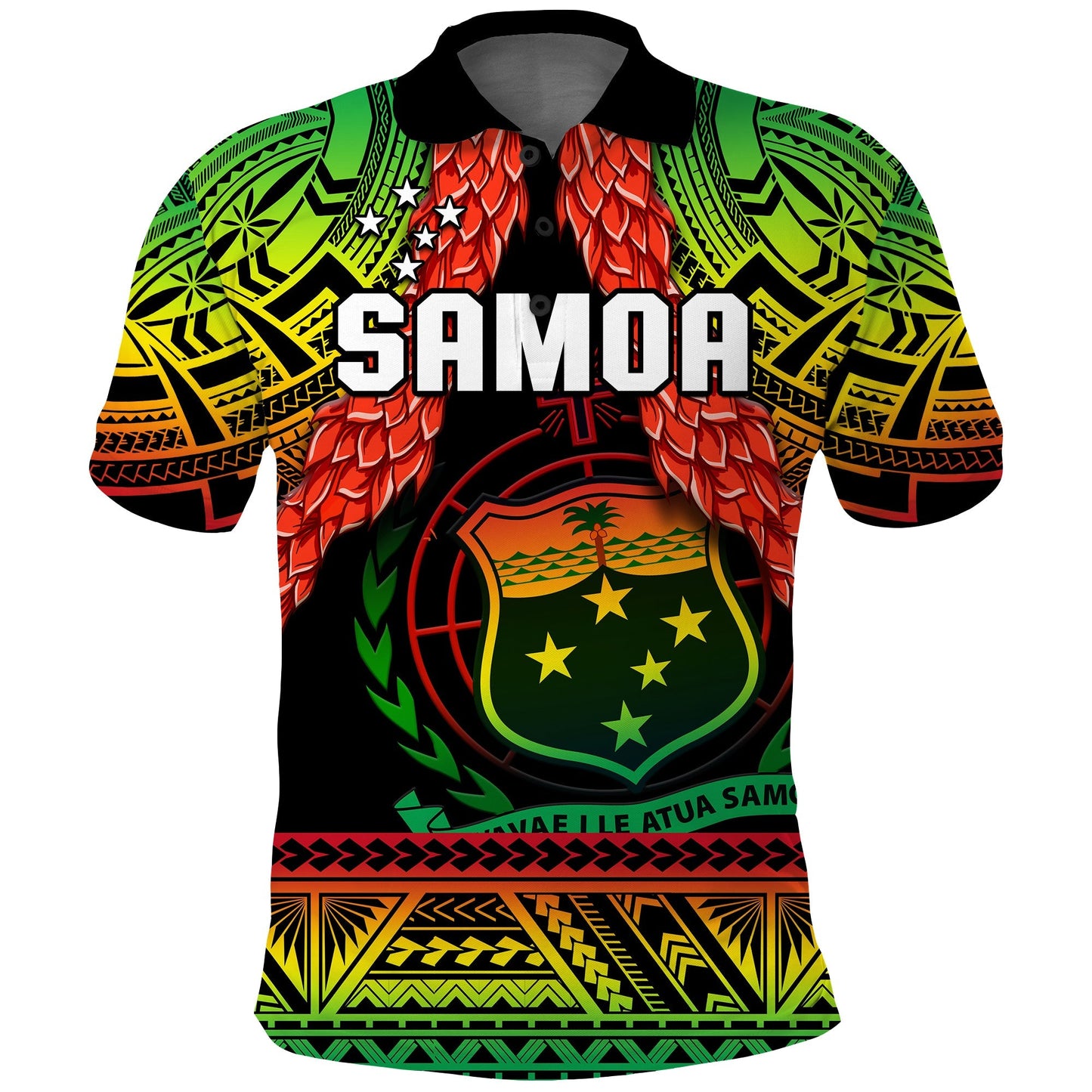 Samoa Rugby Polo Shirt Teuila Torch Ginger Gradient Style