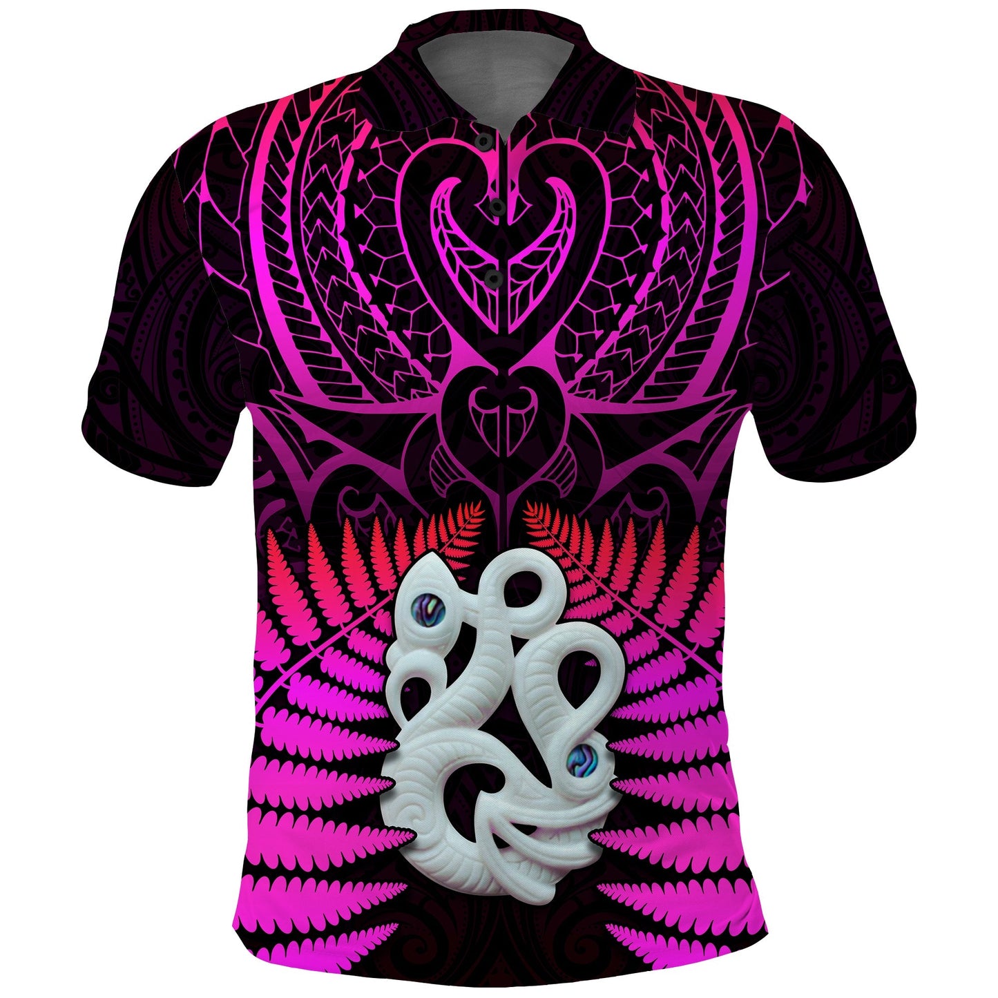 Aotearoa Fern Polo Shirt New Zealand Hei Tiki Purple Style