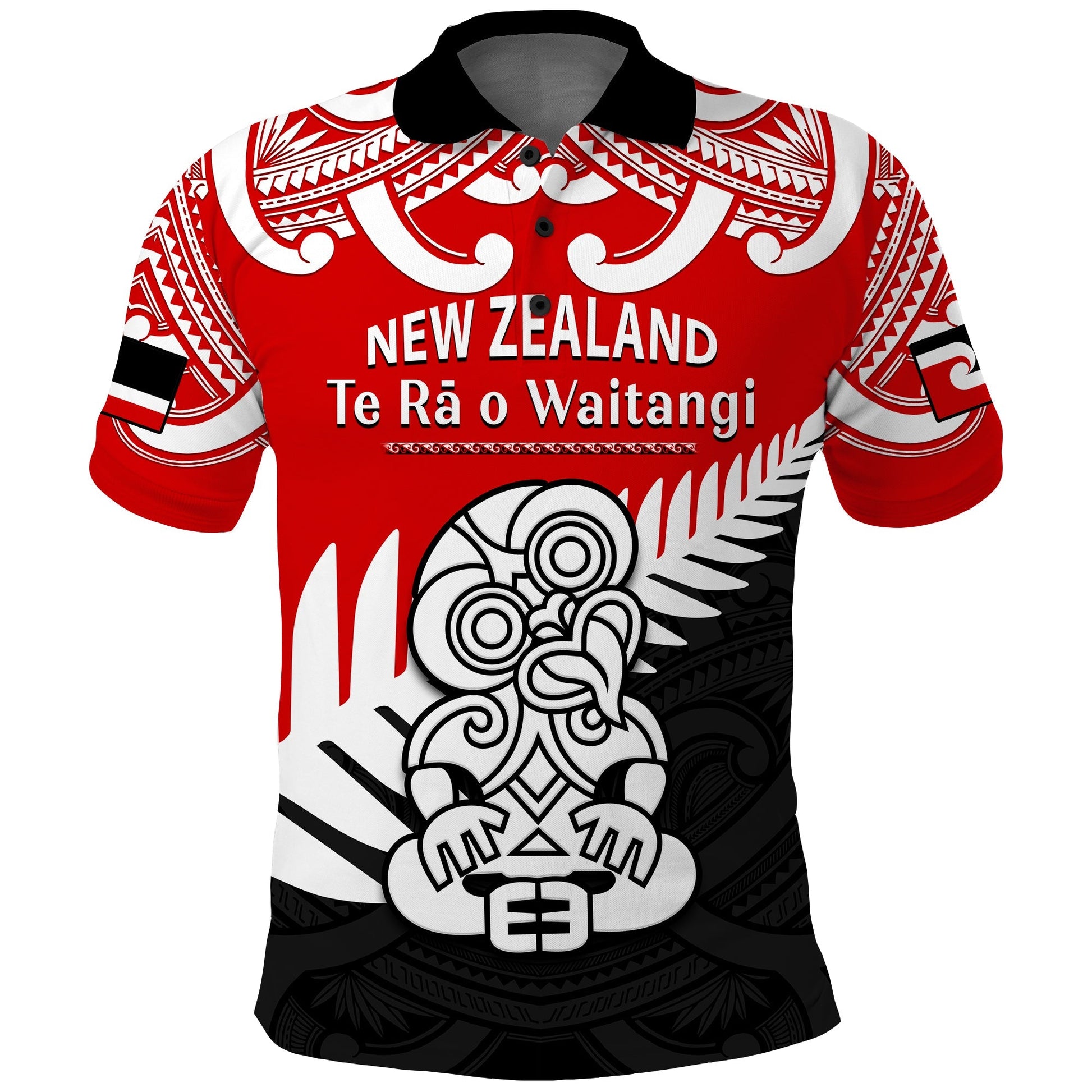 Waitangi Day Polo Shirt Tino Rangatiratanga Flag With Tiki Maori Fern