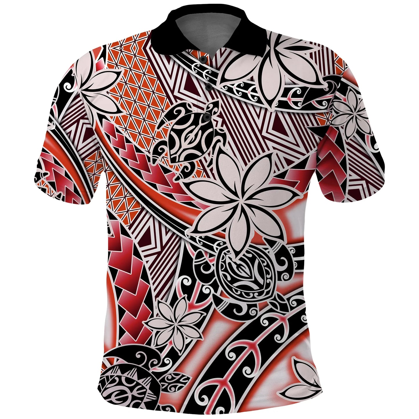 Hawaii Polo Shirt Tribal Plumeria With Polynesian Turtle Ver.03