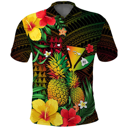 Custom Personalised Hawaii Polo Shirt Pineapple Mix Kakau Reggae Kanaka