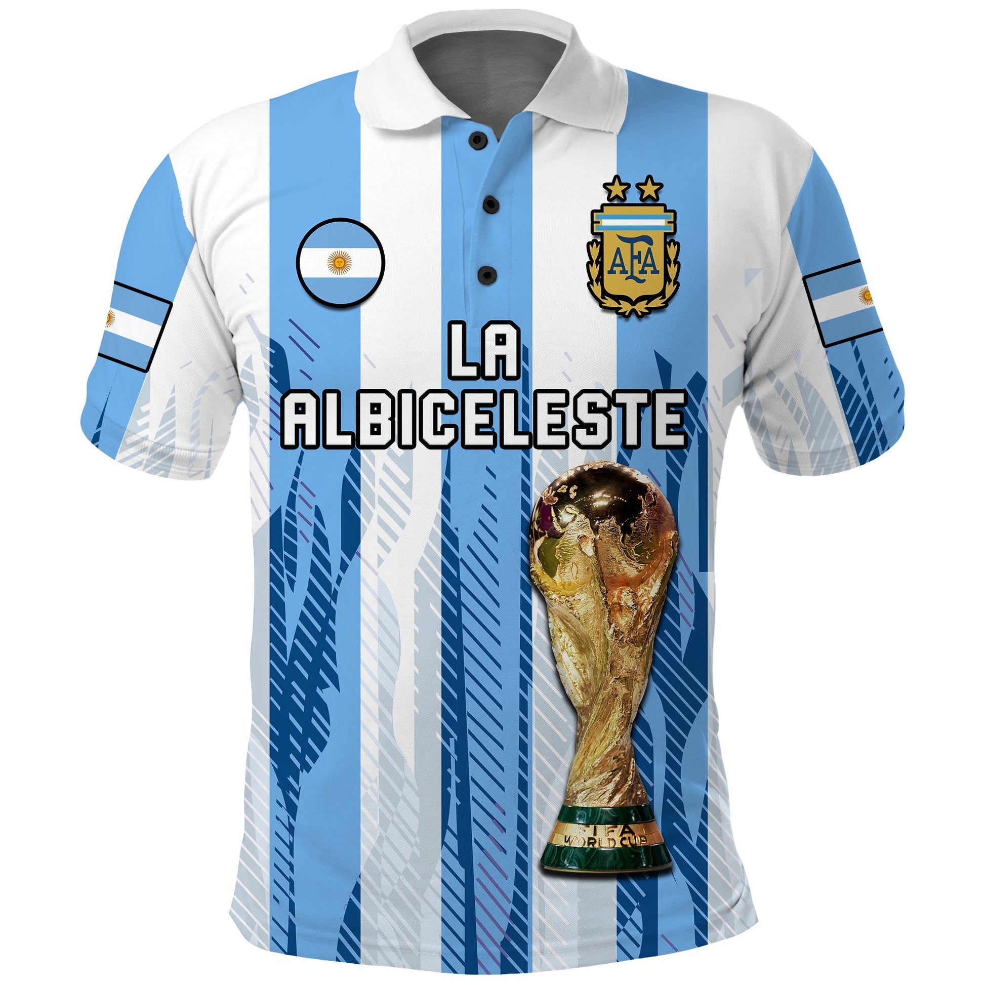 Argentina Football Polo Shirt La Albiceleste Campeon Proud White 2022