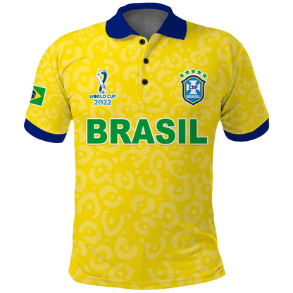 (Custom Text and Number) Brazil Football Polo Shirt World Cup Champions Soccer 2022 Selecao Brasil Campeao