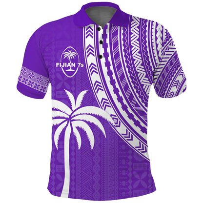 Fiji Rugby Sevens Polo Shirt Fijian 7s Tapa Polynesian Purple