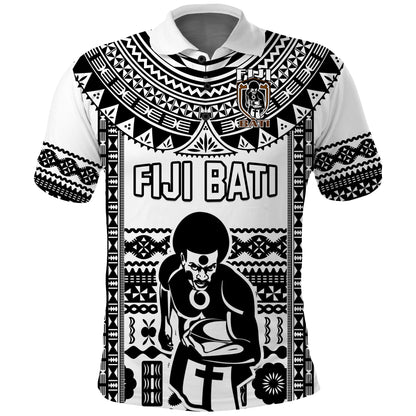 Custom Text And Number Fiji Rugby Polo Shirt Pacific The Bati Black Fijian Tapa