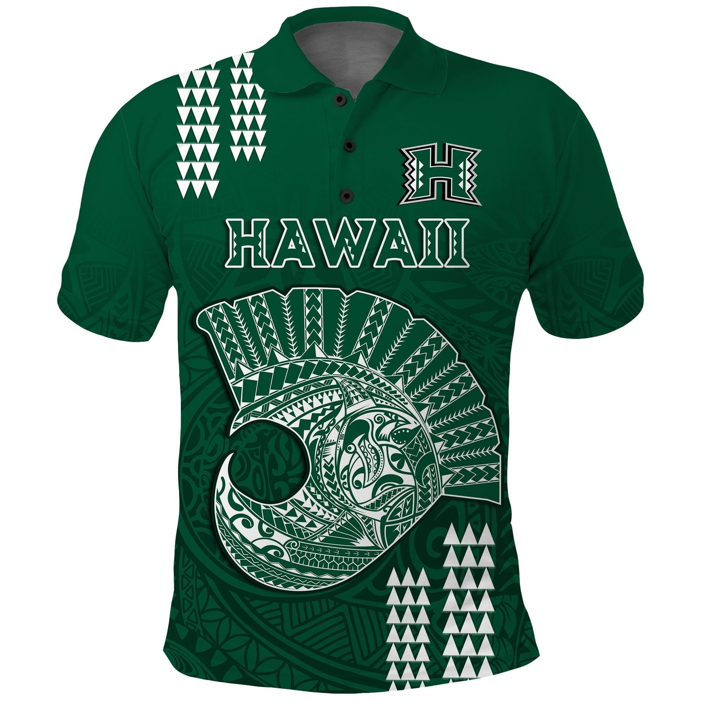Hawaii Football Polo Shirt Kakau Rainbow Warriors Helmet