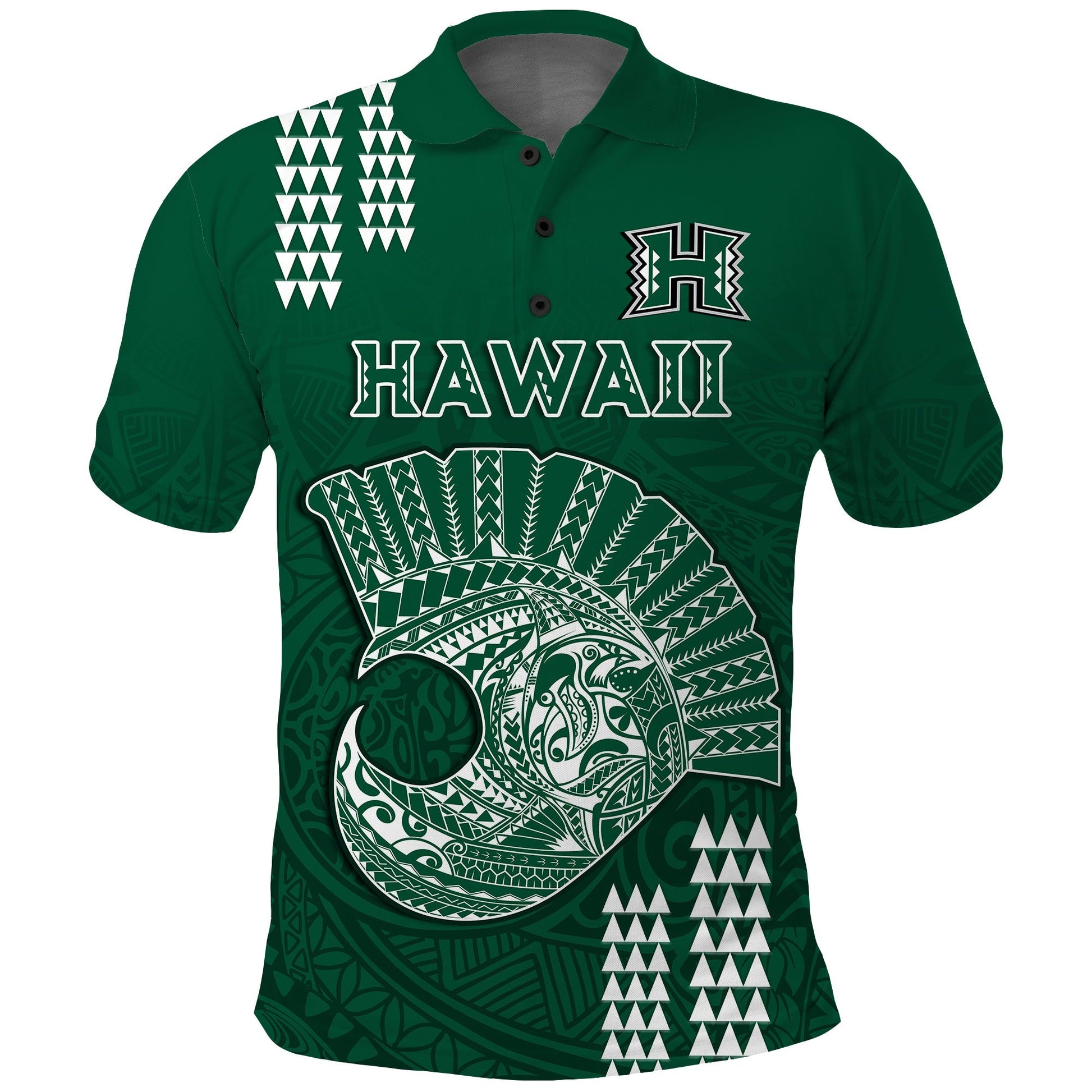 Hawaii Football Polo Shirt Kakau Rainbow Warriors Helmet