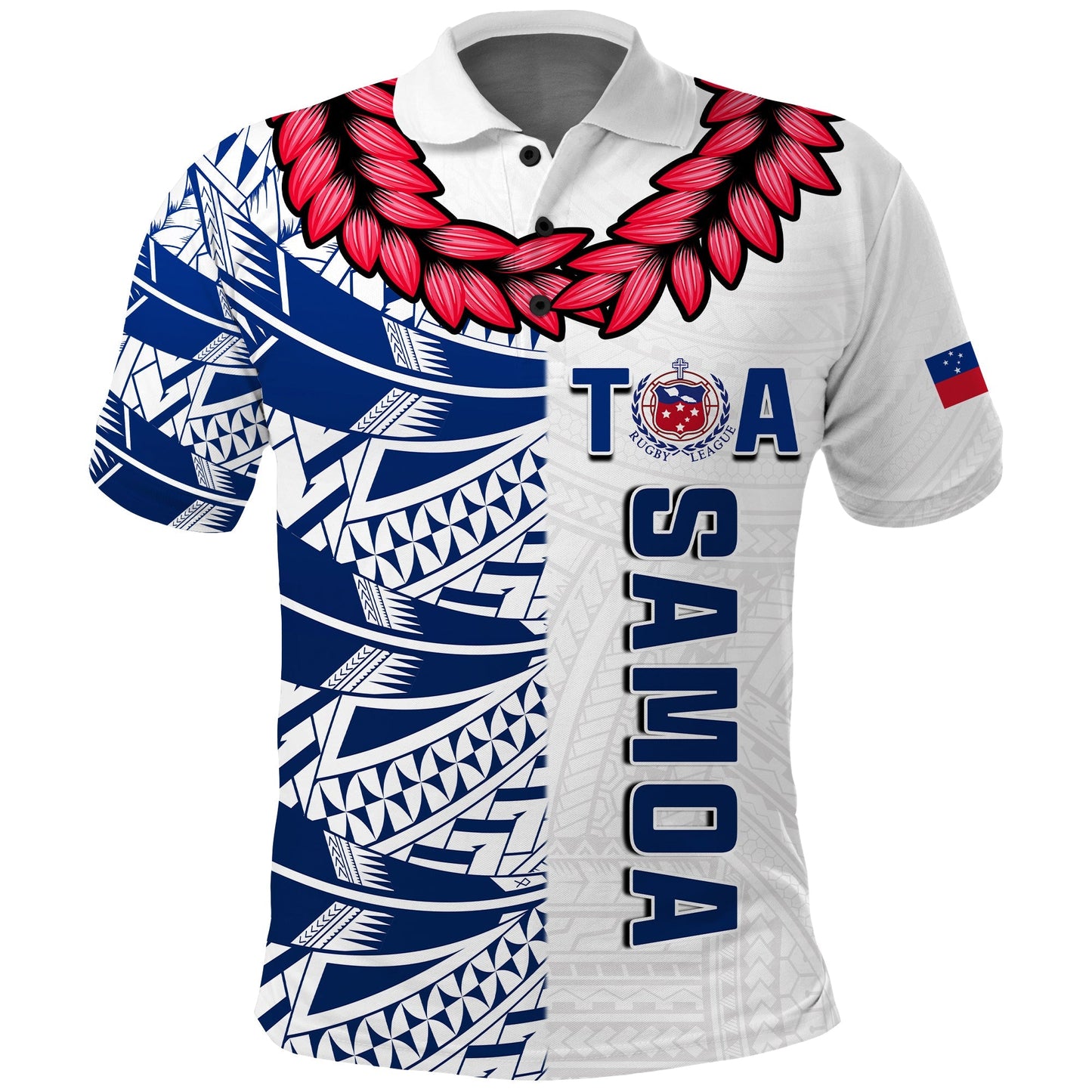 Toa Samoa Rugby Polo Shirt Siamupini Ula Fala White