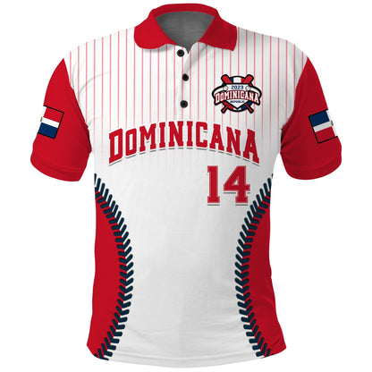 (Custom Text And Number) Dominican Republic Baseball Polo Shirt 2023 Version White