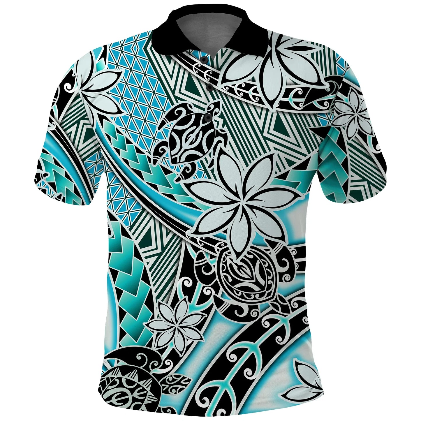 Hawaii Polo Shirt Tribal Plumeria With Polynesian Turtle Ver.04
