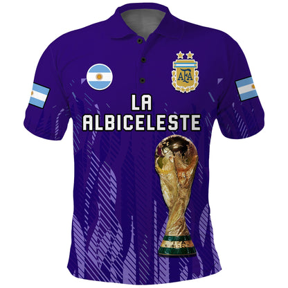 Argentina Football Polo Shirt La Albiceleste Campeon Proud Purple 2022
