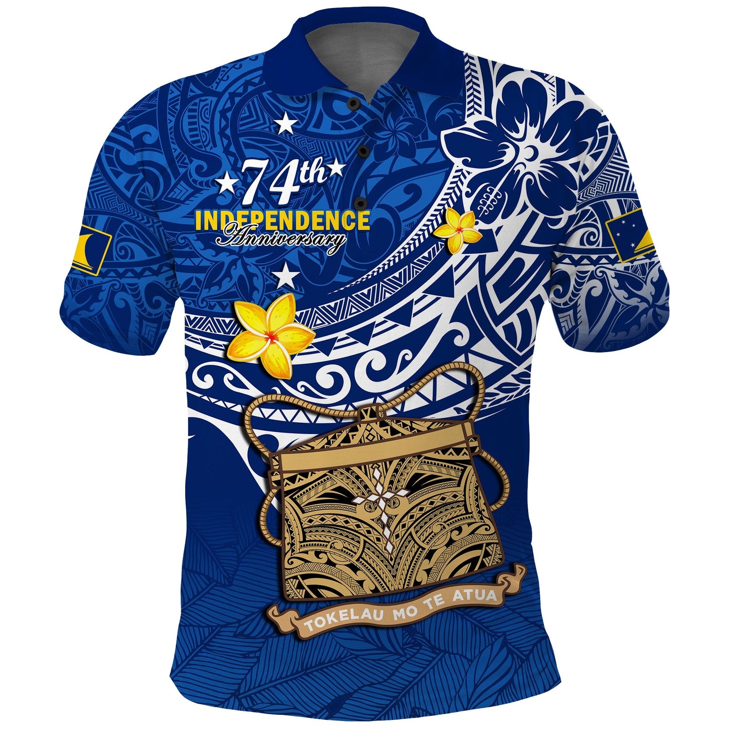Tokelau Polo Shirt National Badge Polynesian Happy 74th Independence Anniversary