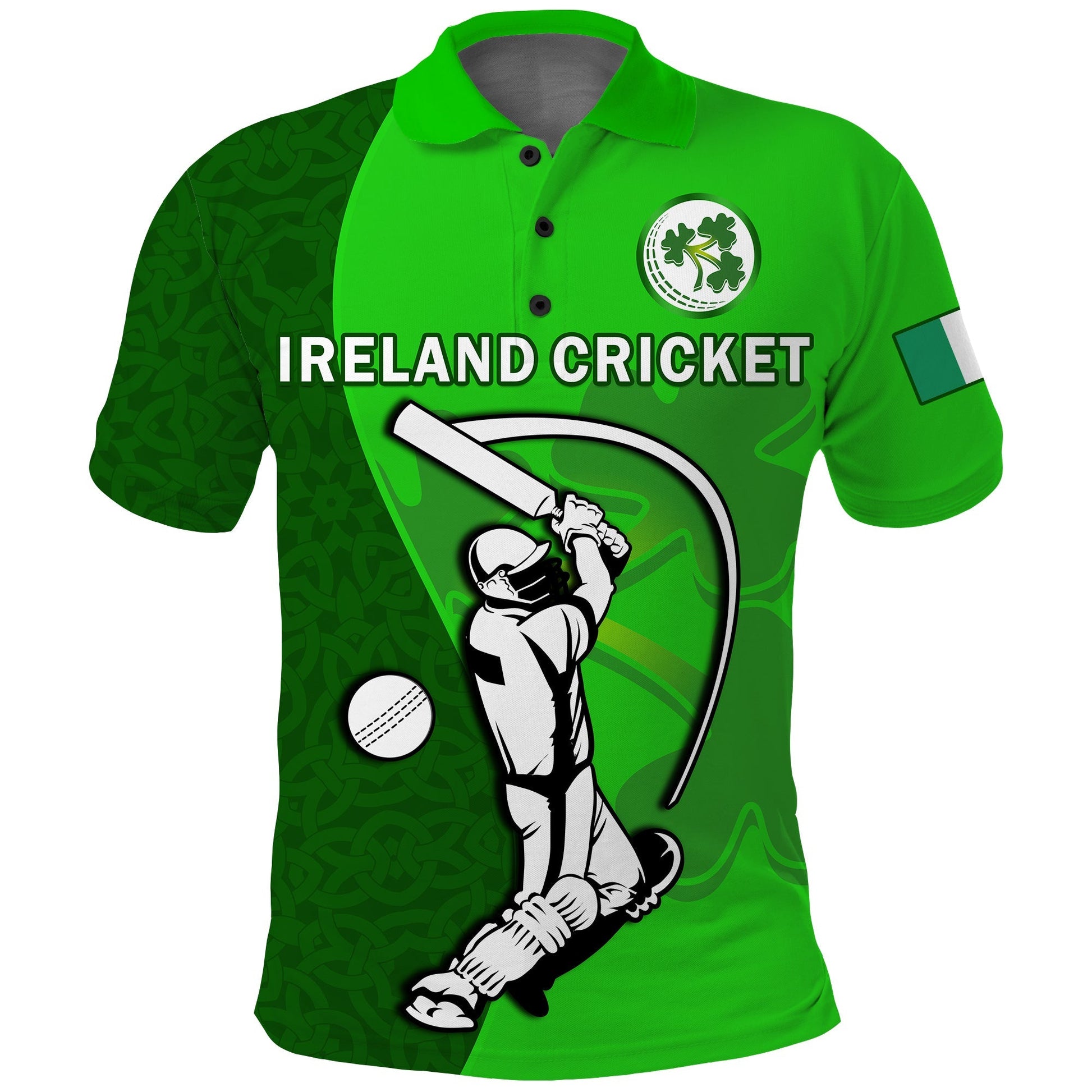 Ireland Cricket Polo Shirt Irish Flag Celtic Cross Sporty Style