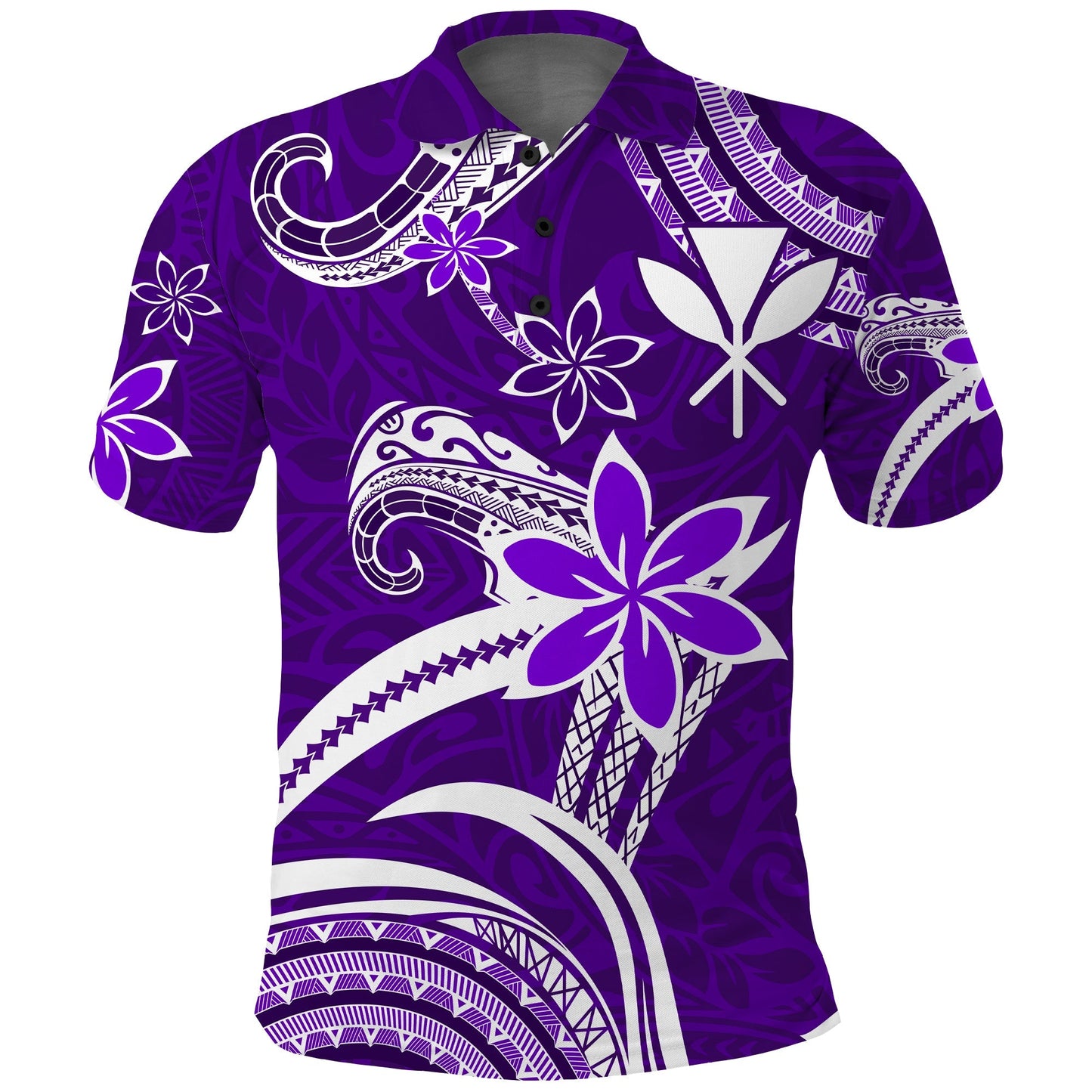Custom Personalised Hawaii Flowers Wave Polo Shirt Kanaka Maoli Purple Polynesian