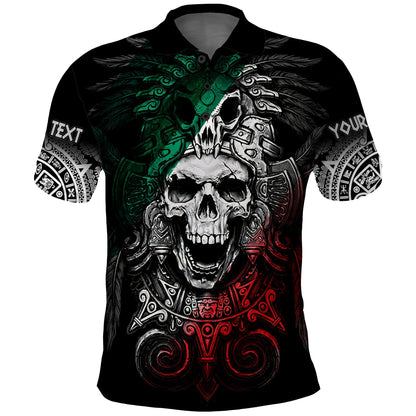 Custom Mexico Polo Shirt Skull Eagle Aztec
