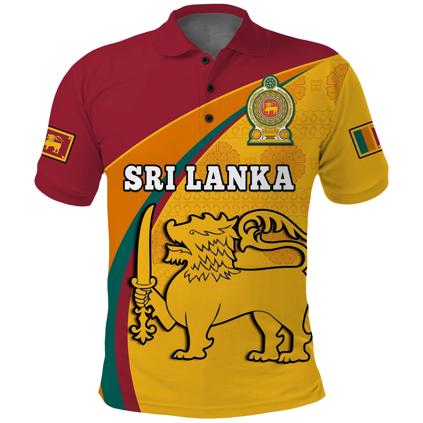 Custom Sri Lanka Polo Shirt Sri Lankan Pattern Happy 75 Years Of Independence