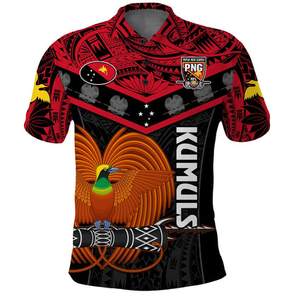 Papua New Guinea Rugby Polo Shirt PNG Kumuls Bird Of Paradise Black