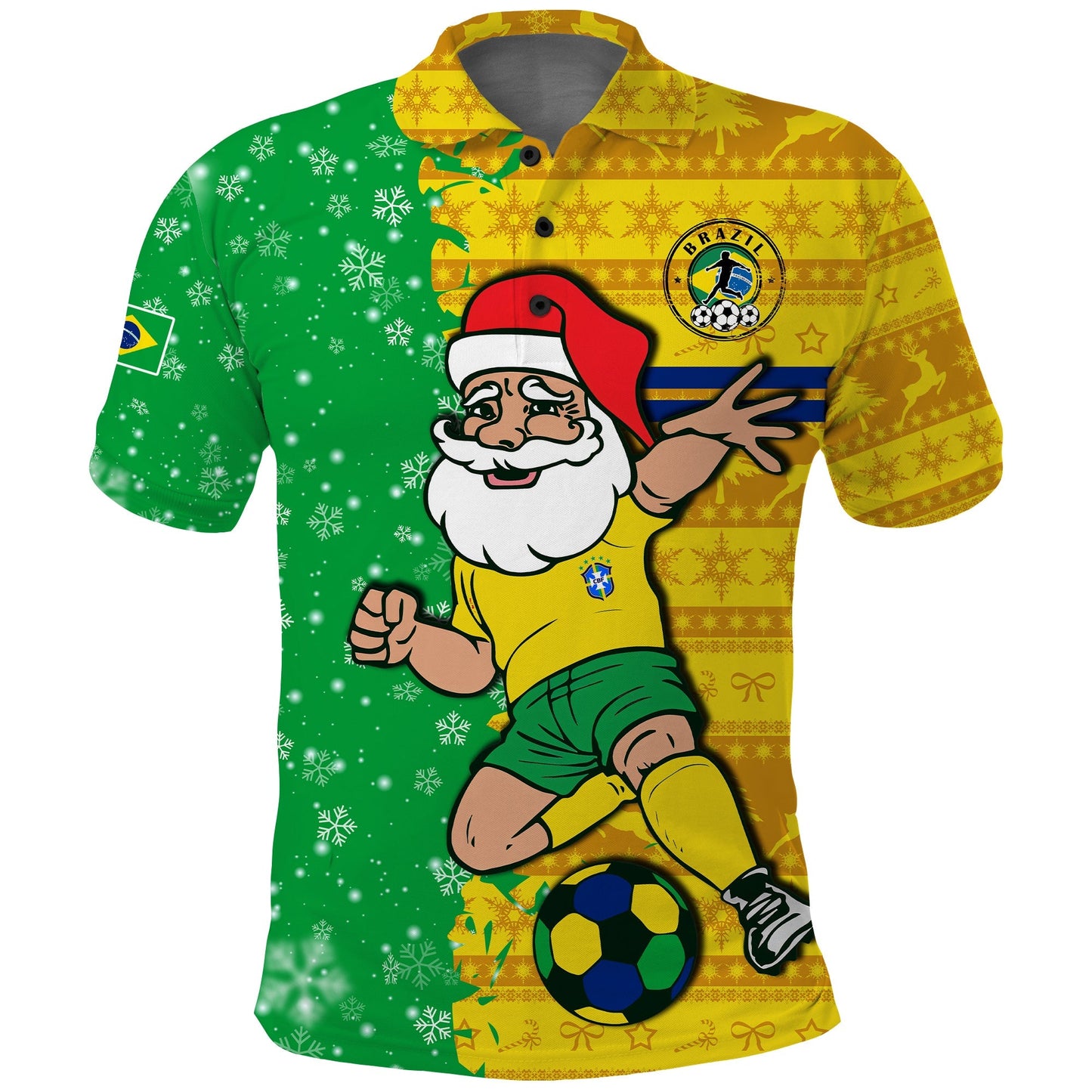 Brazil Football Polo Shirt Christmas Santa Claus Selecao Champions