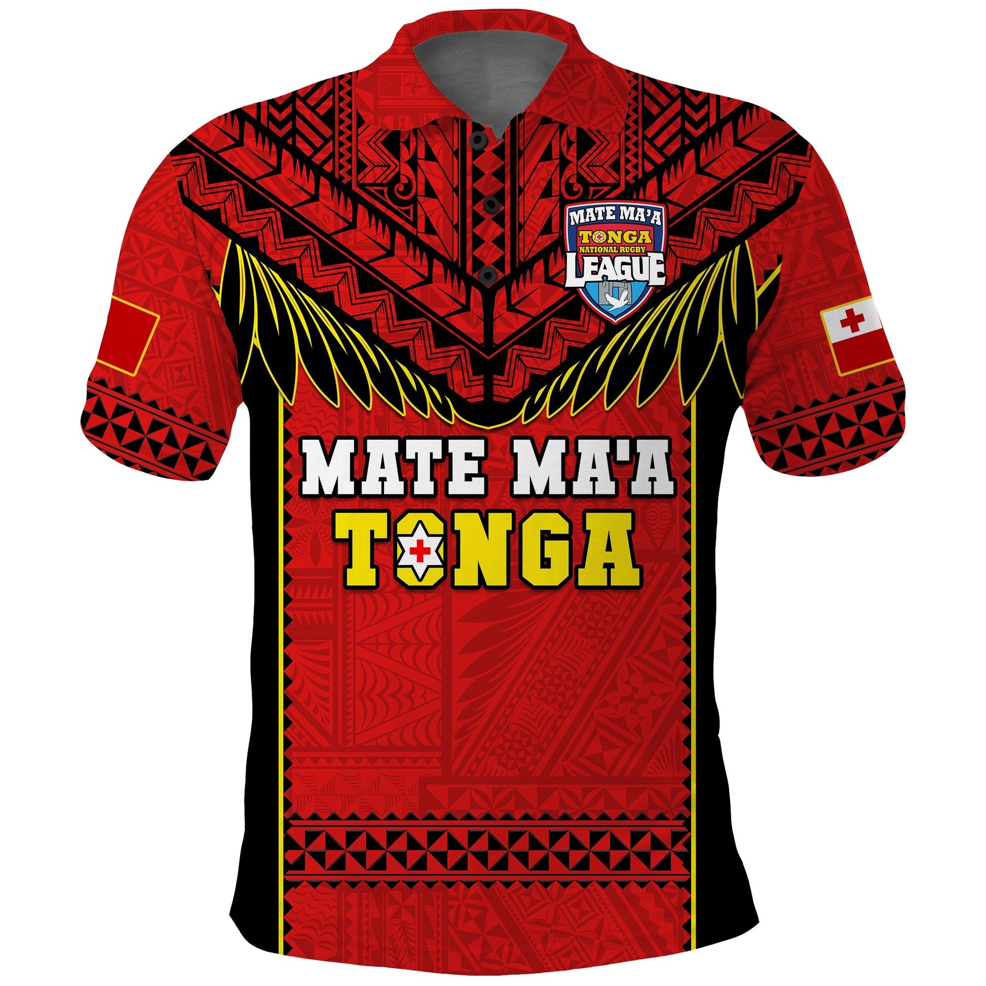 Tonga Rugby Polo Shirt Mate Maa Tonga Pacific Ngatu Black