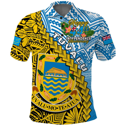 Tuvalu 1978 Polo Shirt Happy 44th Independence Anniversary Polynesian Pattern