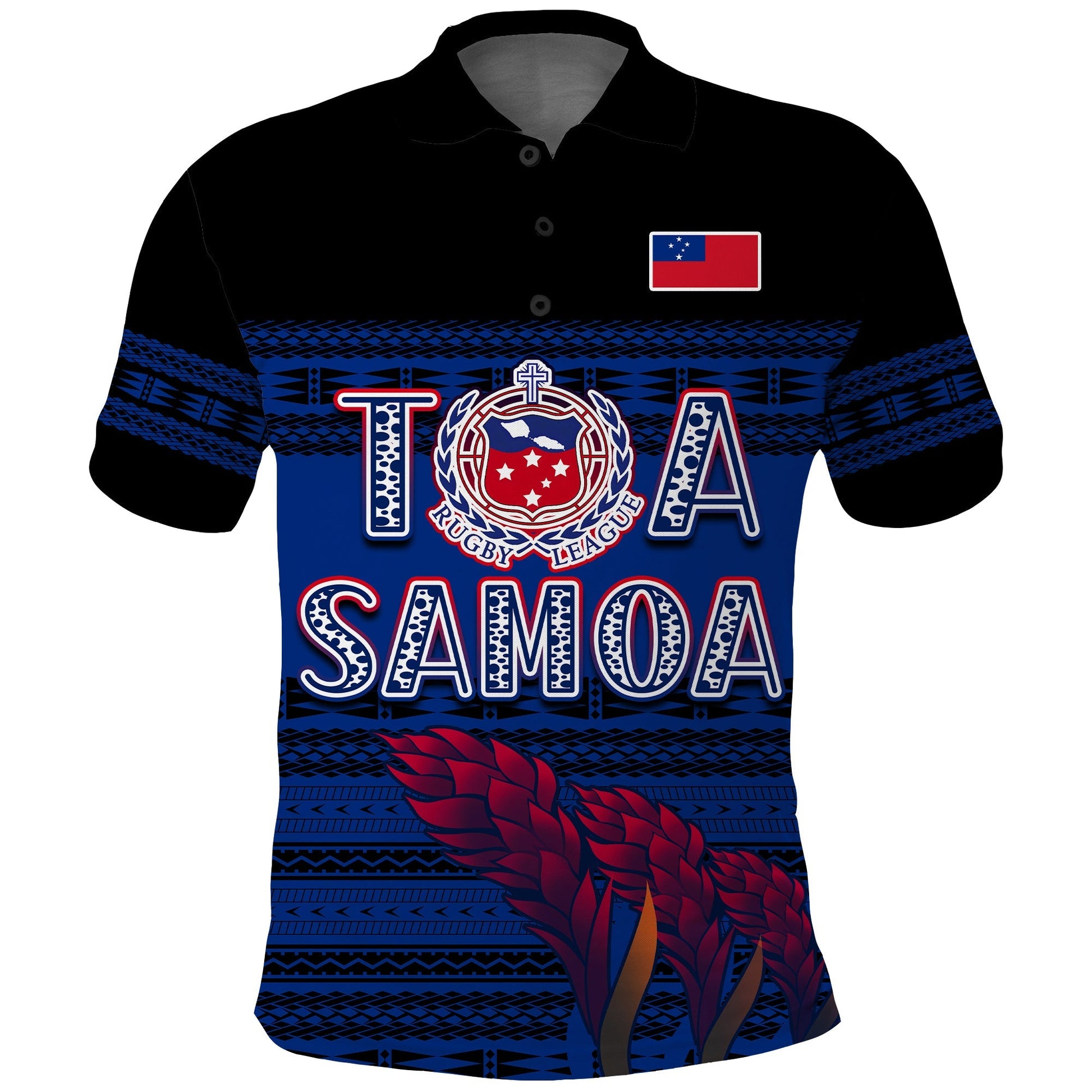 Toa Samoa Rugby Polo Shirt Uso Aso Uma Go Champions Blue