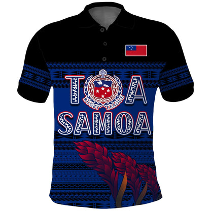 Toa Samoa Rugby Polo Shirt Uso Aso Uma Go Champions Blue