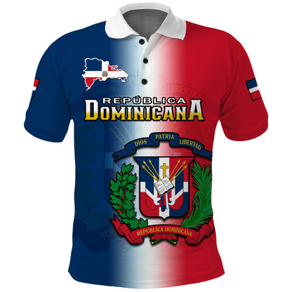 Dominican Republic Polo Shirt Dominicana Coat Of Arms Gradient Style