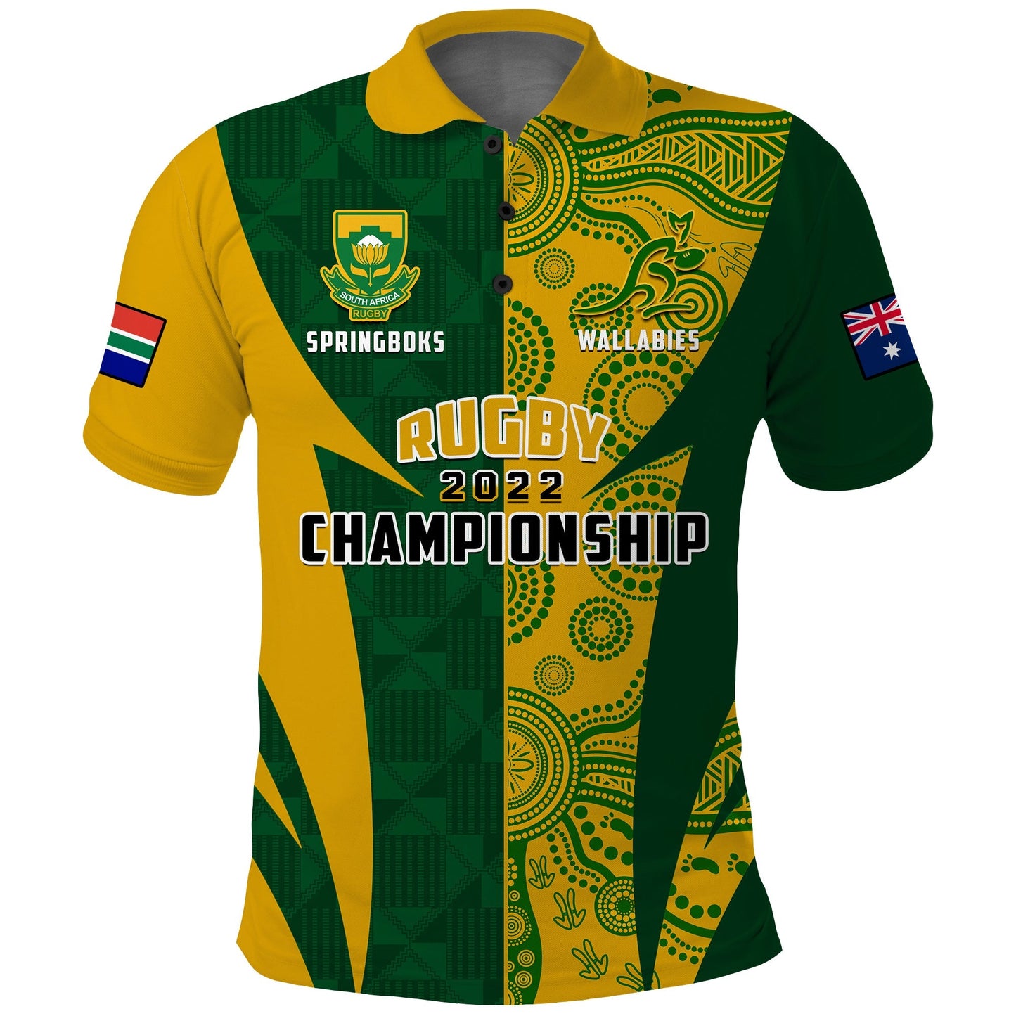 Australia Rugby and South Africa Rugby Polo Shirt Wallabies Mix Springboks Sporty