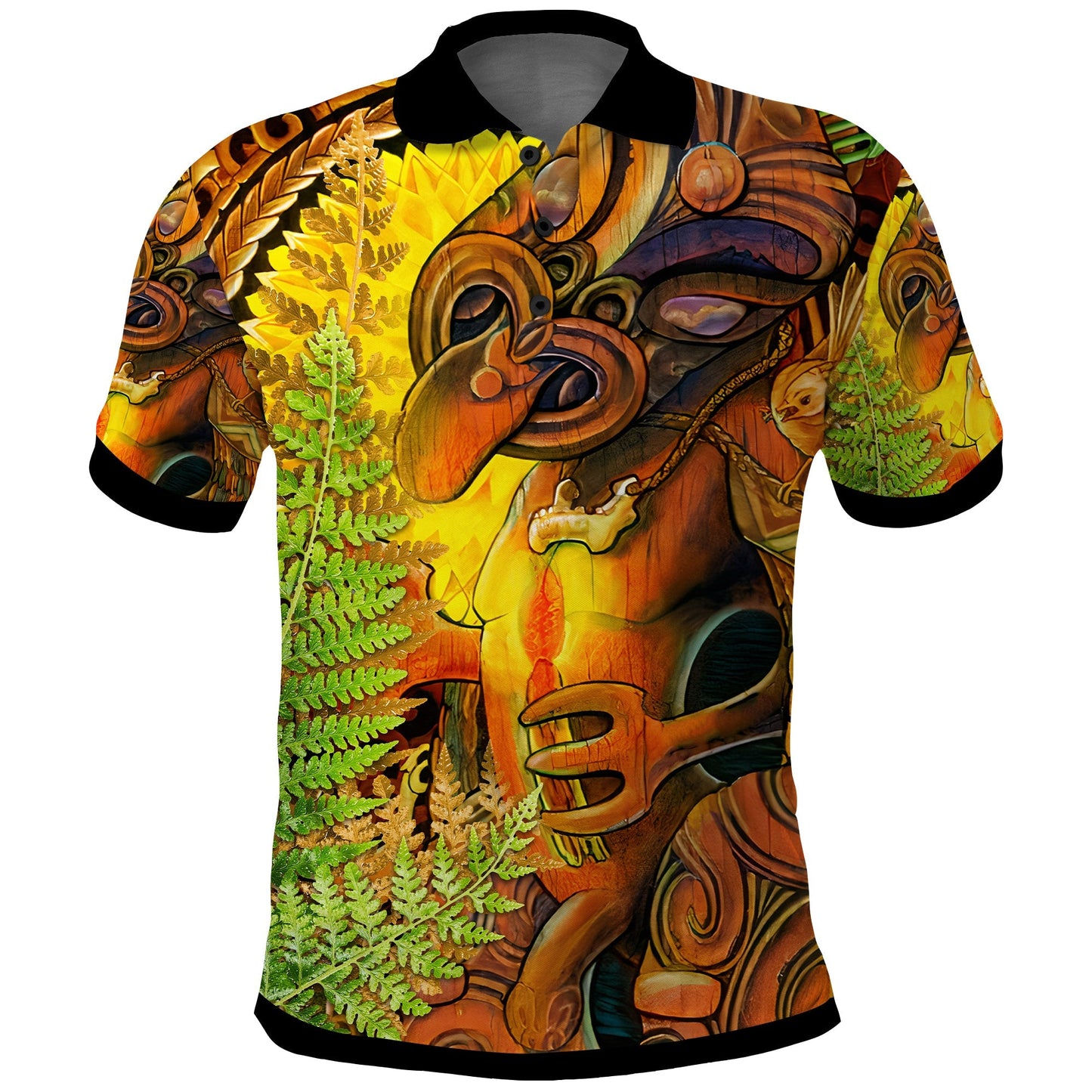 Hei Tiki Maori Polo Shirt Fern Aotearoa Ta Moko Sun