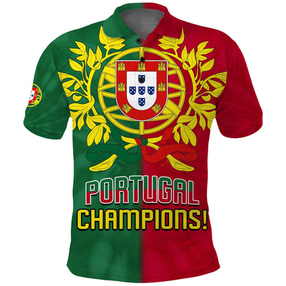 (Custom Text and Number) Portugal Football Polo Shirt Campeao Football 2022 Tie Dye Special