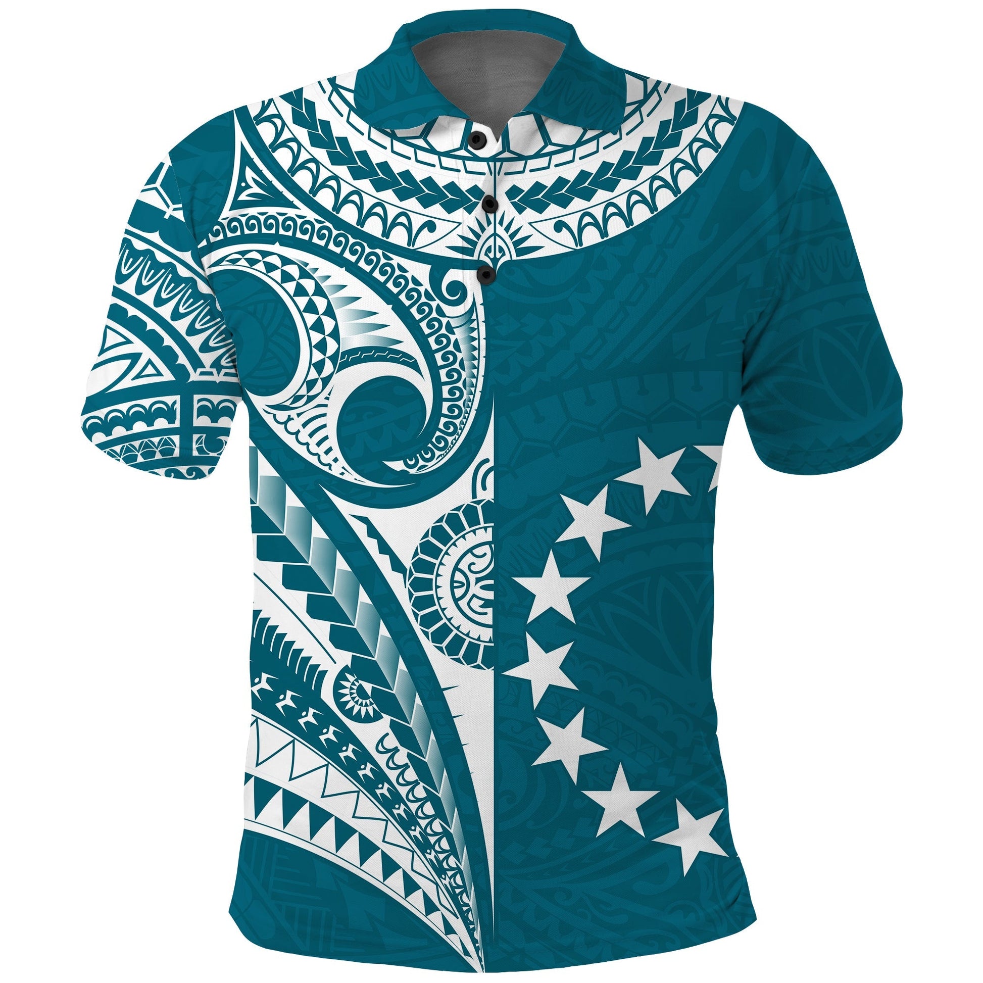 Cook Islands Tatau Polo Shirt Symbolize Passion Stars Version Blue
