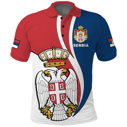 Custom Serbia Polo Shirt Happy Serbian Statehood Day With Coat Of Arms