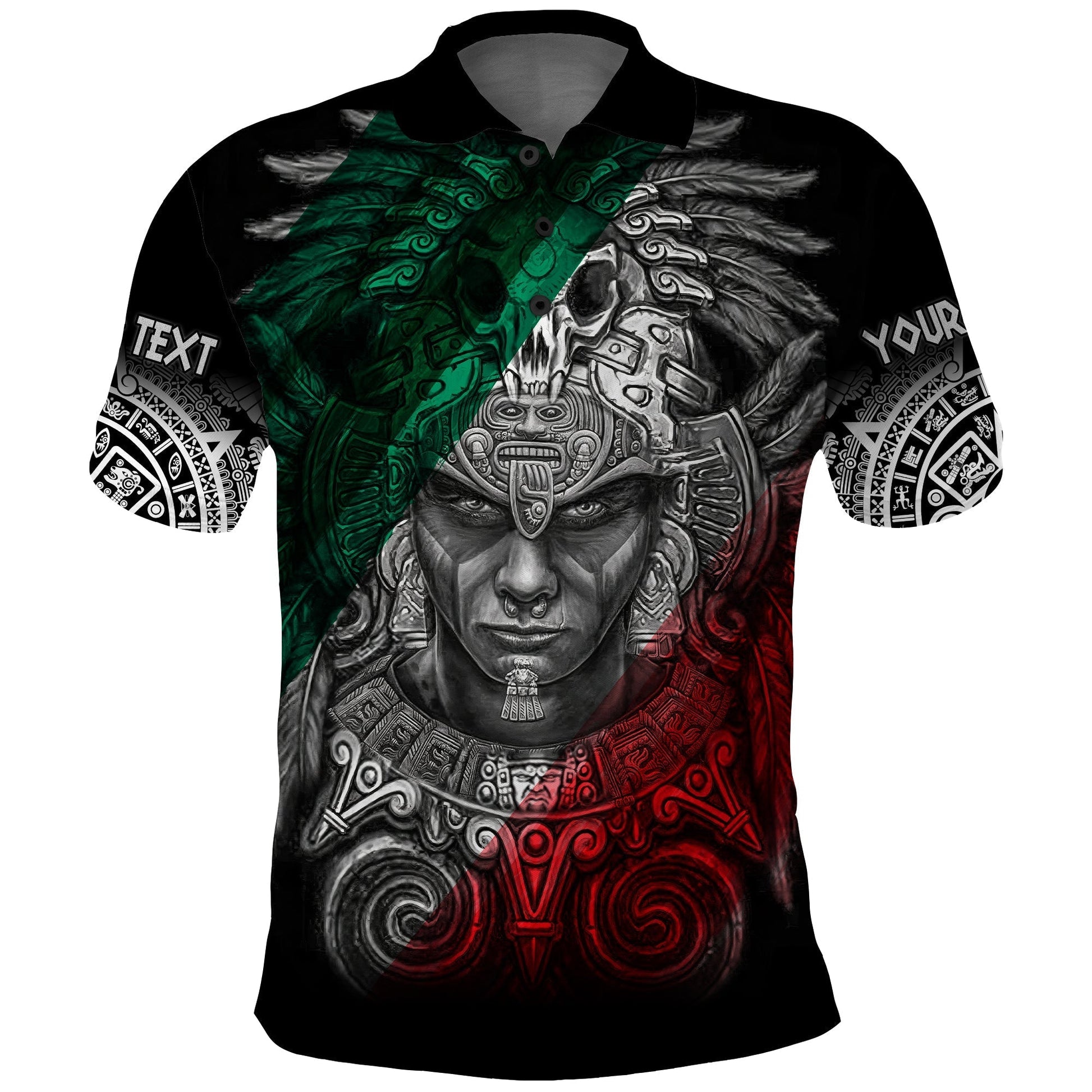 Custom Mexico Polo Shirt Warrior Eagle Aztec