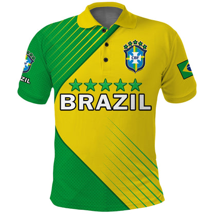 (Custom Text And Number) Brazil Football Polo Shirt Brasil Map Come On Canarinho Sporty Style