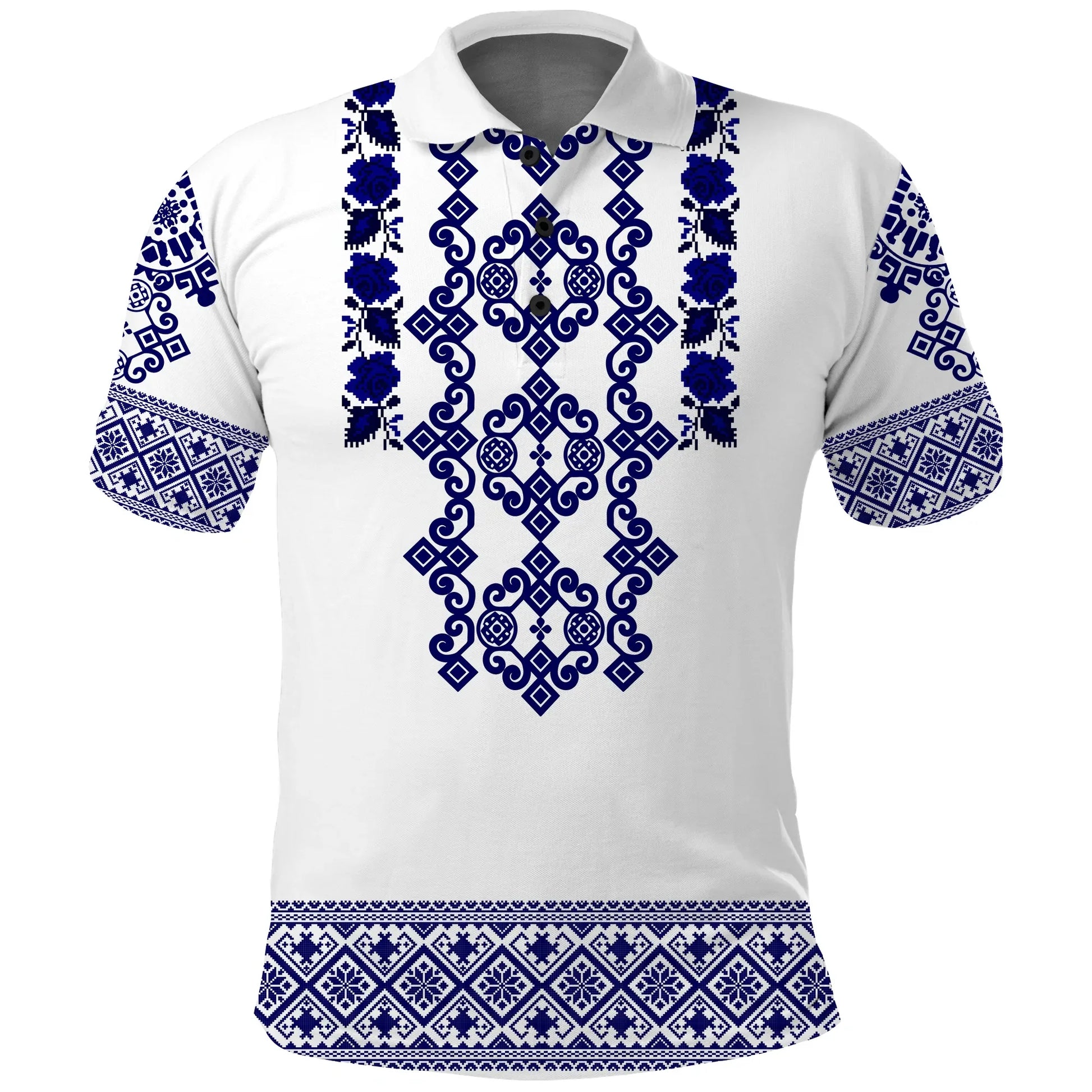 Custom Ukraine Polo Shirt Navy Ukrainian Folk