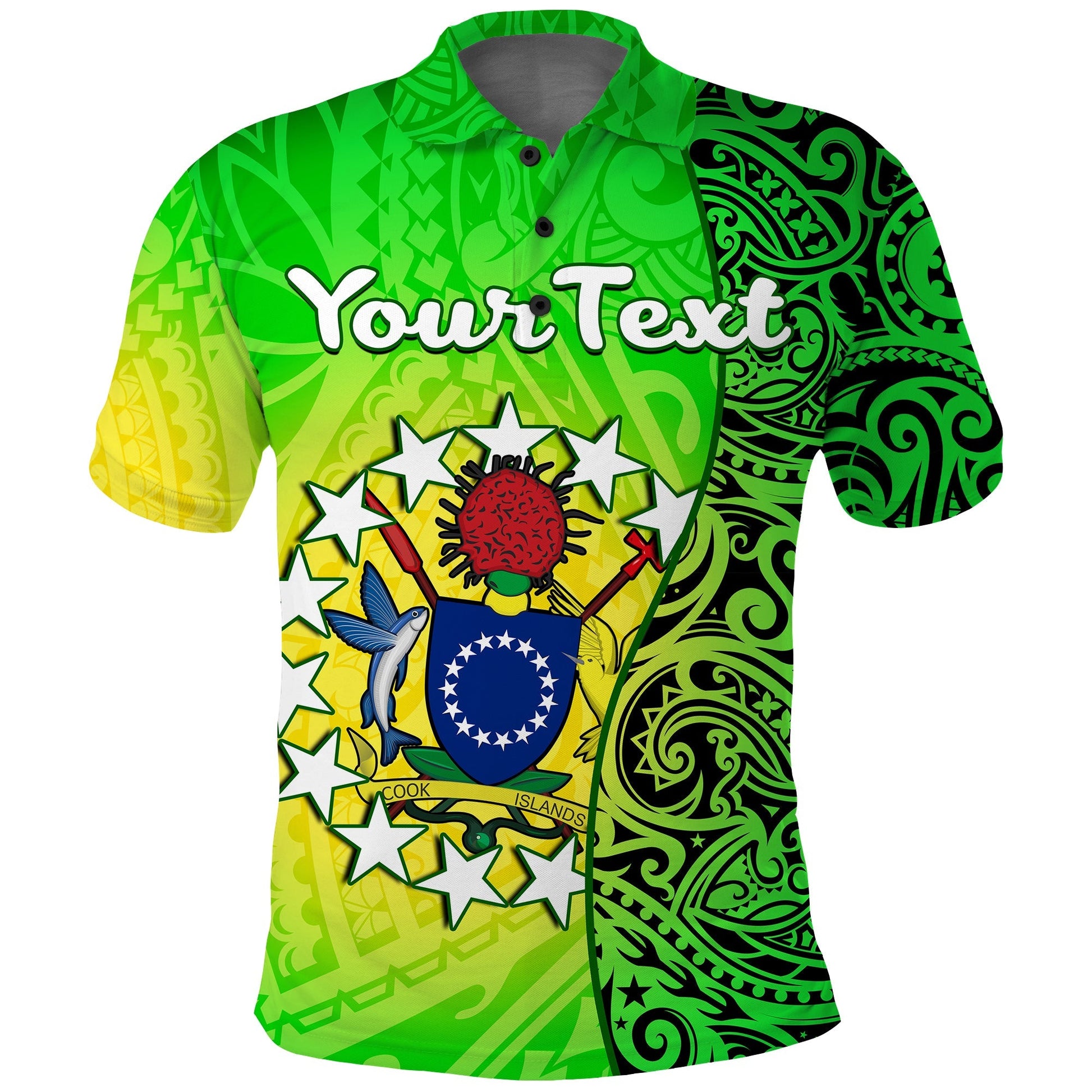 Custom Personalised Cook Islands Polo Shirt Cook Islands Coat Of Arms Turtle Polynesian