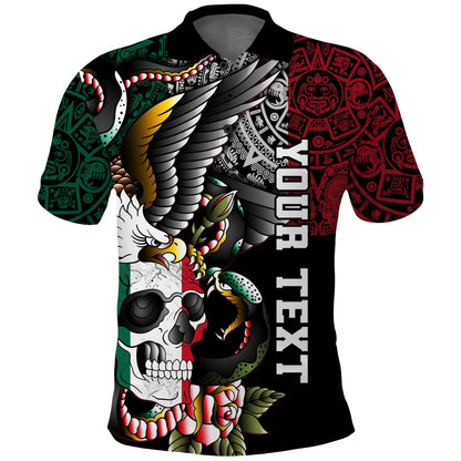 Custom Mexico Polo Shirt Mexican Skull Eagle With Angry Snake